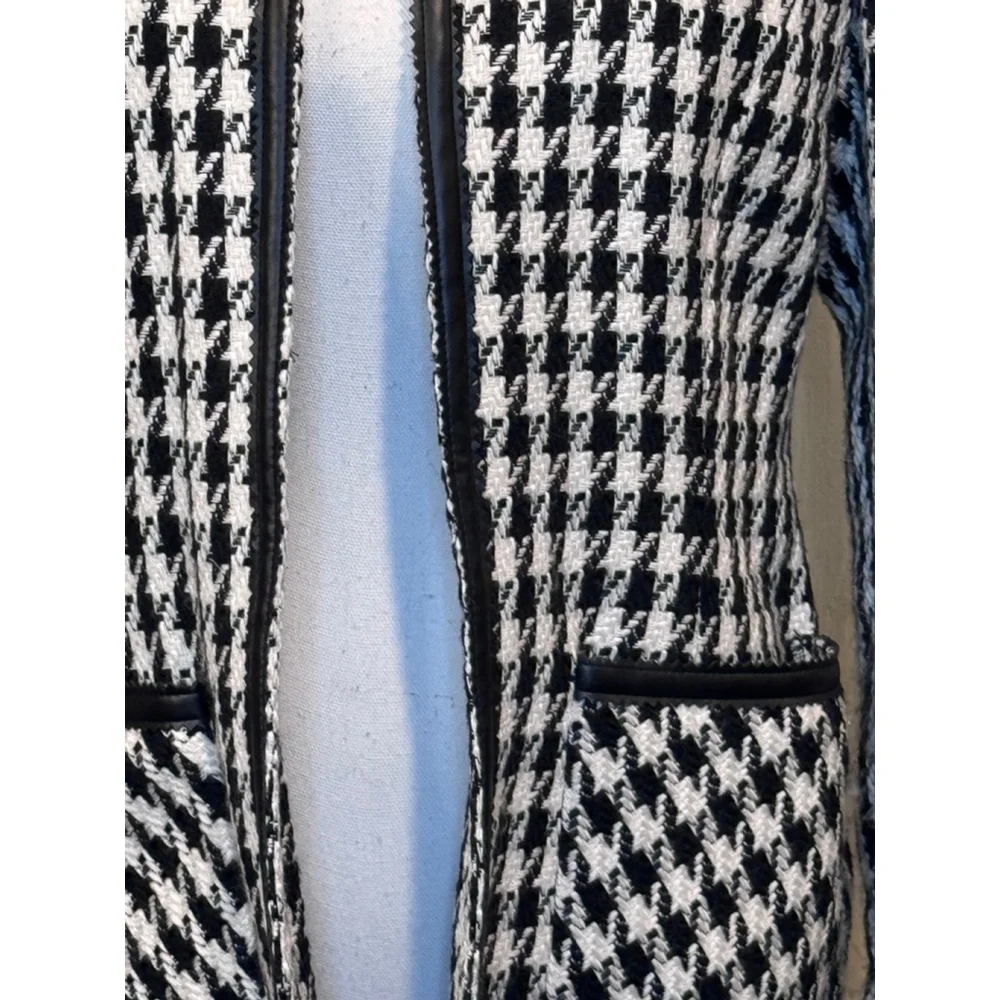 VS 2 by Vakko Houndstooth Blazer Jacket Black White Size 8 - Picture 3 of 13